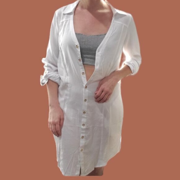 NWT GUESS Los Angeles Challis Shirt Dress - Picture 3 of 15